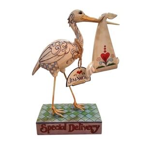 Jim Shore 2007 Special Delivery Bundle Of Joy Figurine Baby & Stork Statue Gift